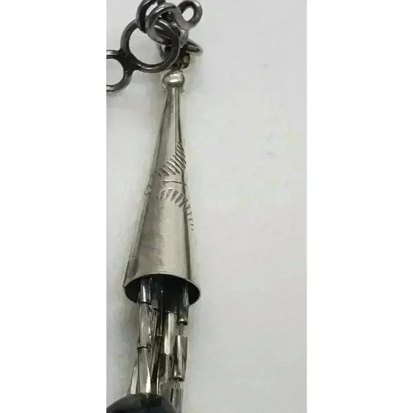 Twisted Sterling Liquid Silver Turquoise Heishi 6 Strand Necklace Navajo Zuni - Picture 9 of 11